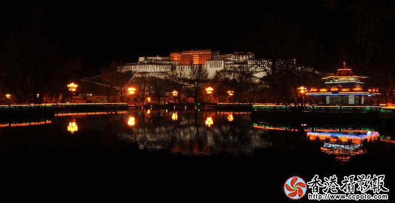 圣殿布达拉宫迷人的夜景